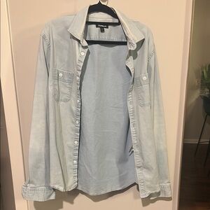 Express Blue Casual Button Down Shirt